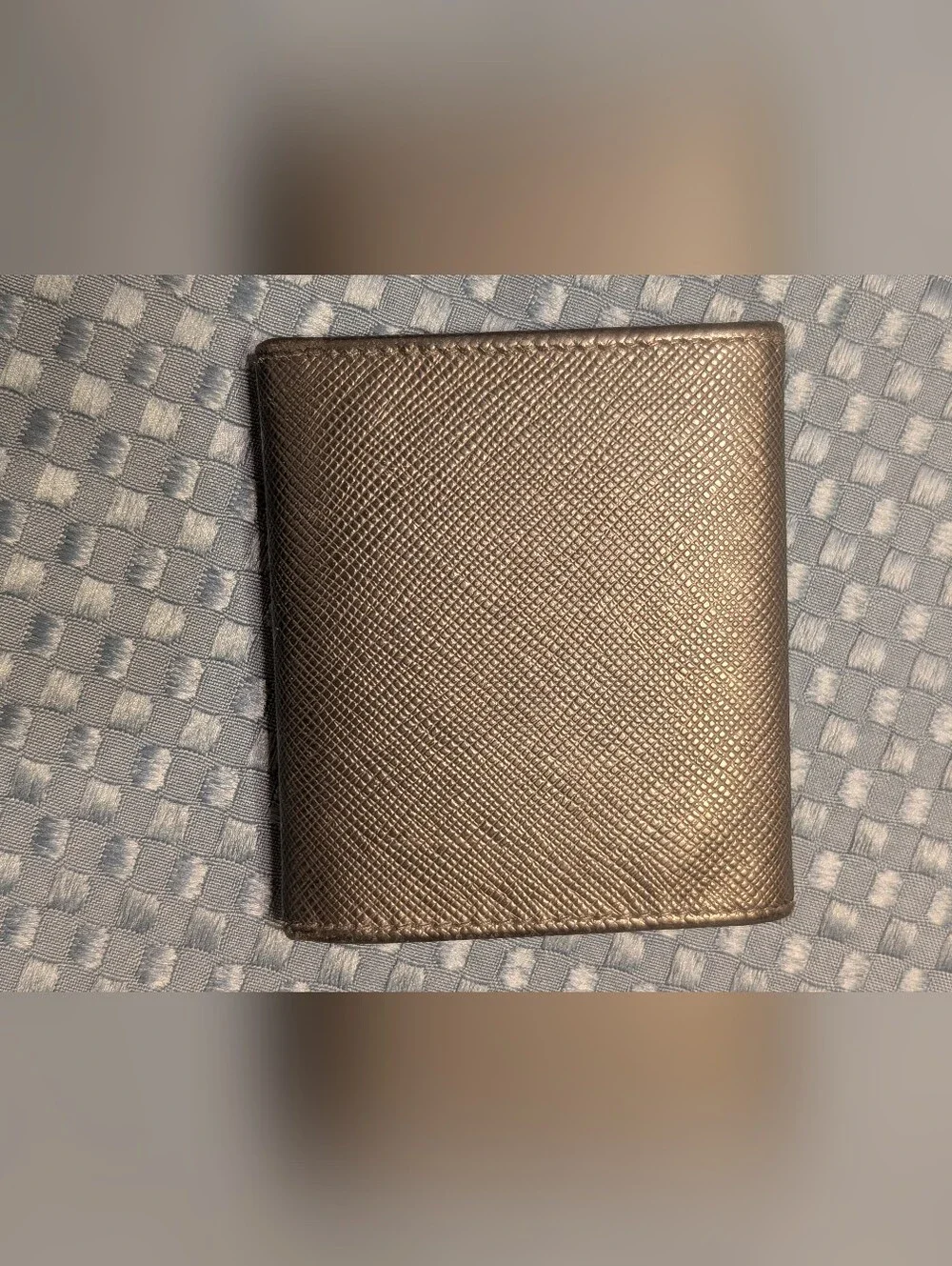 Prada Metallic Saffiano Leather Coin Pouch - Black In Excellent Condition!